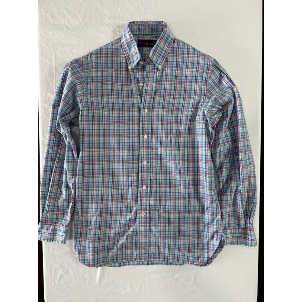 Ralph Lauren Men’s Button Down Shirt Medium M Long Sleeve Plaid 100% Cotton